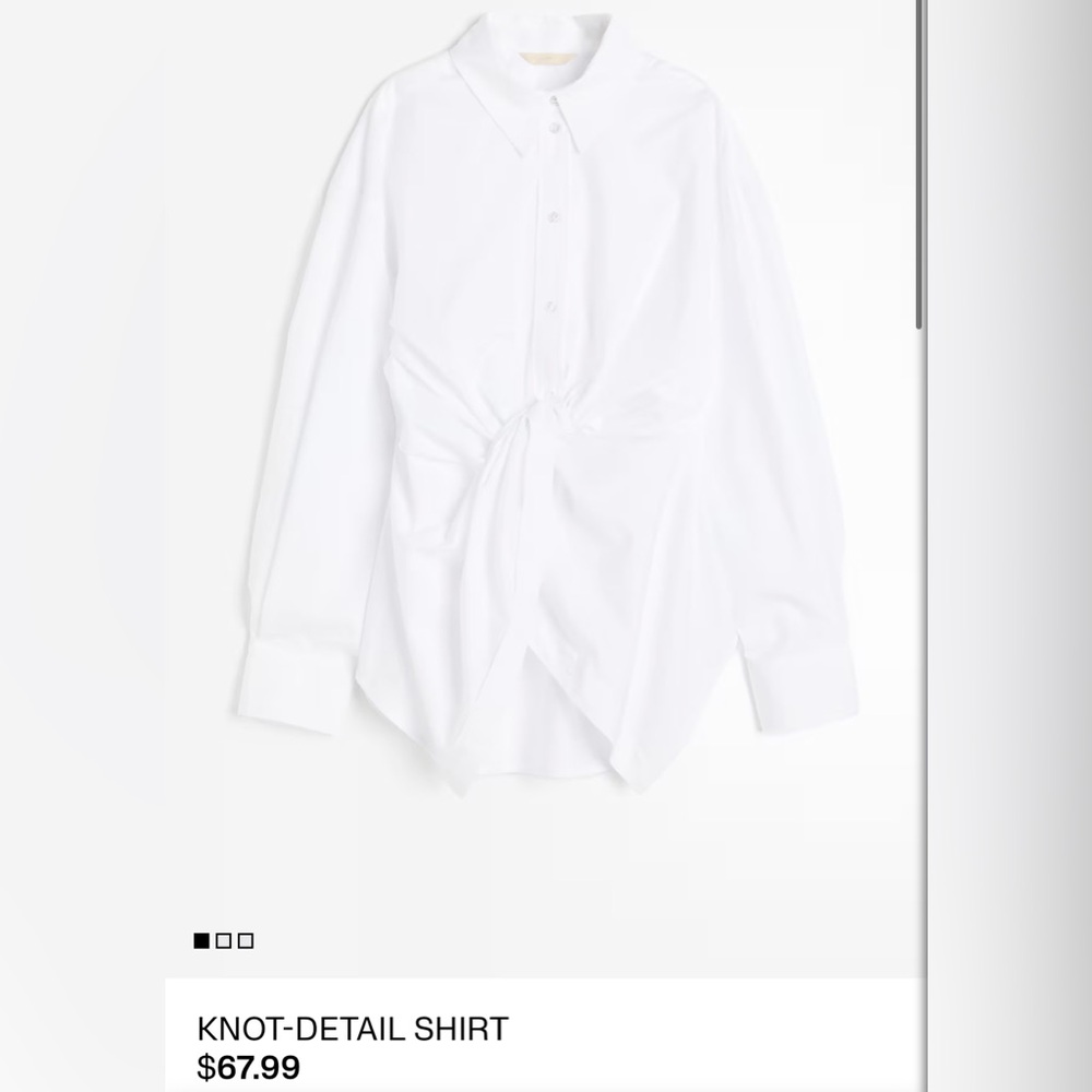 H&M White Knot-Detail Shirt